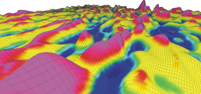3D image of the first vertical derivative of terrain corrected Bouguer gravity